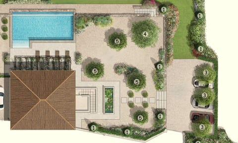 Building Exterior, Garden, Planimetry, Pool