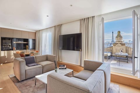 Salon avec cuisine ouverte