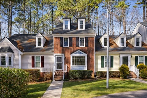 Front of brick home.