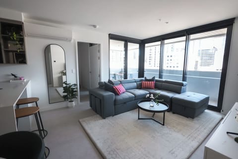 Spacious lounge with natural light