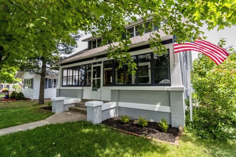 Street Side - The front of the house along the residential street. There is street parking available on this side during the summer.