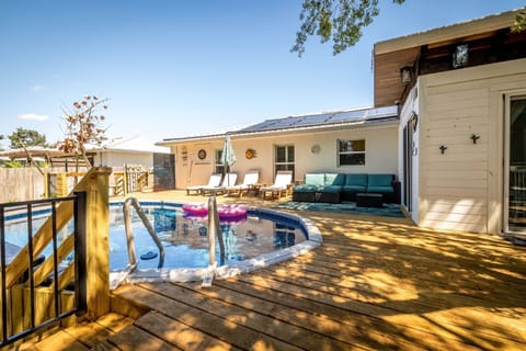 New pool deck with safety gates