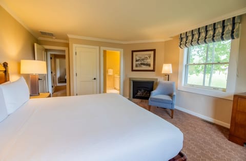 Unwind in a calm bedroom with soft light and views.