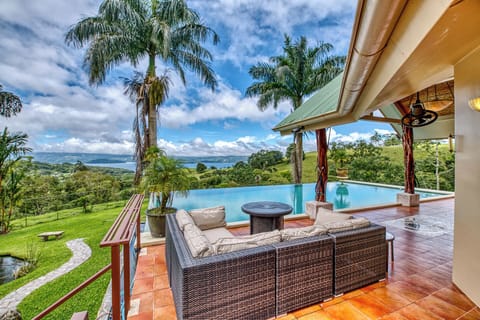 This is the patio/pool with sweeping views of the Lake.