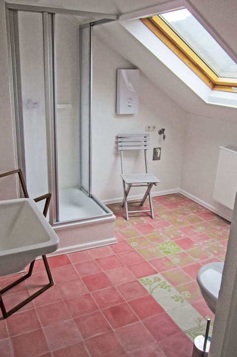 Flooring, Floor, Interior Design, Tile, Room, Plumbing Fixture, Bathroom, Plumbing, Wood Stain