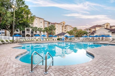 Unwind poolside with palm views and plenty of loungers.