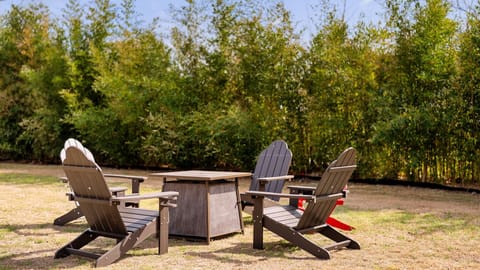 Private firepit in the backyard