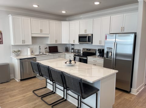 Kitchen island with seating for four.