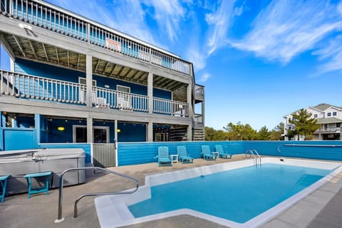 The large private pool offers the perfect place to cool off, lounge, and enjoy sunny Outer Banks afternoons.