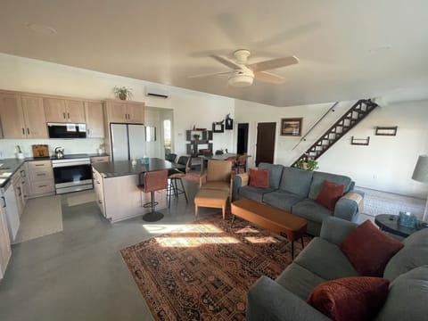 Living, kitchen and dining area