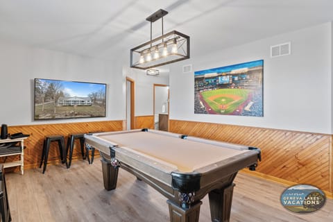 Pool table and Smart T.V. (stream your own providers) in the rec room