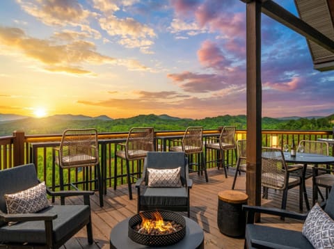 Kick back by the fire and take in the Smoky Mountain views.