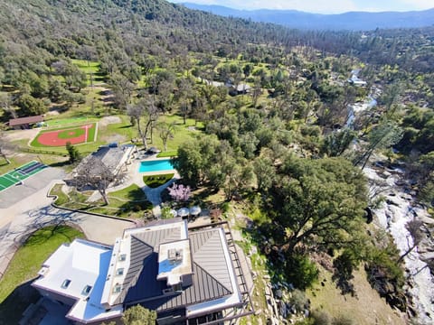 Aerial view of the expansive property