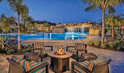 Dusk at the main resort style pool 