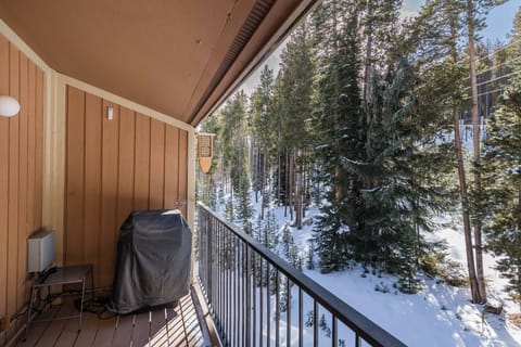 Step onto your private balcony and breathe in crisp mountain air while gazing at snow-dusted evergreens stretching endlessly before you.