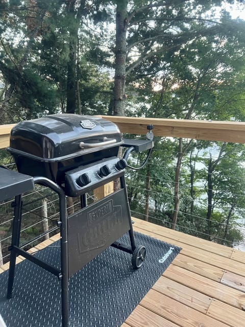 Gas grill off dining room.