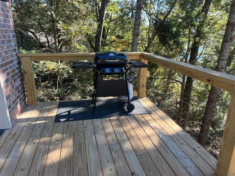Gas grill off dining room.