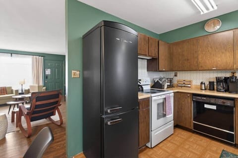 The compact size fridge is a space saver. 