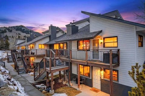 Condo community at sunset—your cozy mountain home base with easy access to everything Vail has to offer.