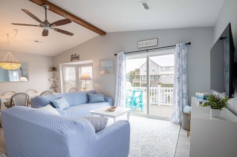 Living room with vaulted ceilings