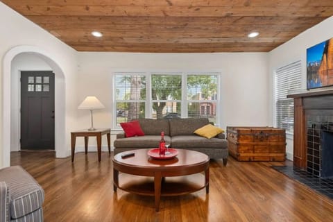 A spacious living room with fireplace and Smart TV where your family can rest and regroup together between appointments.