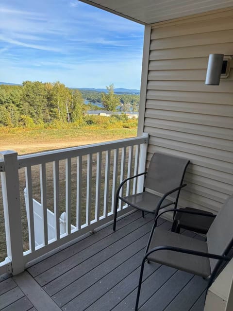 Balcony with lake views