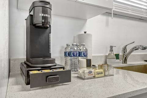 Start your day right with a dose of coffee from this Keurig coffee maker.