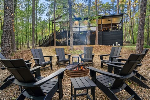 Backyard | Fire Pit Seating | Wooded Lot Setting