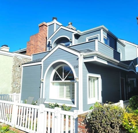 Enclosed front yard for pets and children.