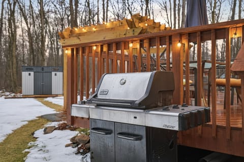 Weber grill in the backyard