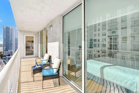 Private balcony with city and water views