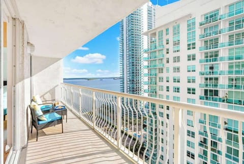 Private balcony with city and water views