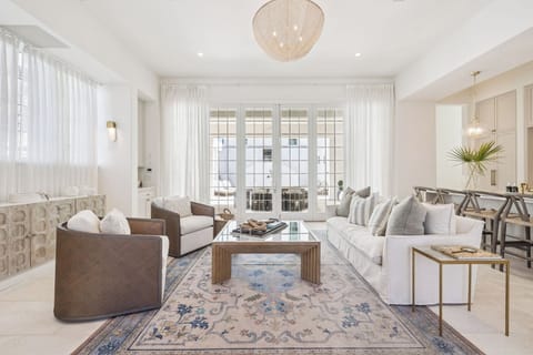 Contemporary living room with warm tones
