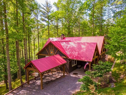 Aerial view of Crystal Mountain Lodge tucked among the trees