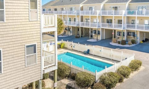 Pool View from Top Floor Sun Deck off Queen Bedroom