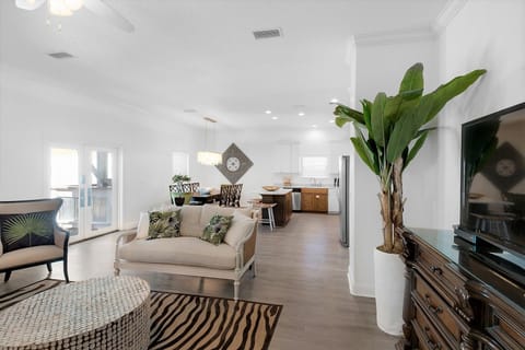 Epic's double french doors create an open flow to its huge outdoor seating area