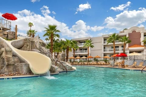 Dive into resort fun with a thrilling waterslide splashdown.
