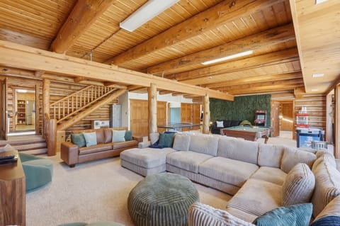 The giant game room. Seating for the massive TV