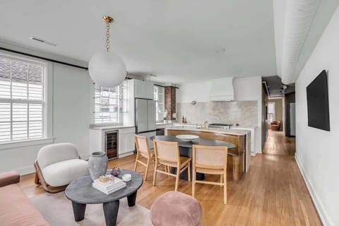 View of the dining and living area