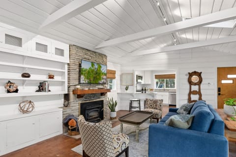 Cozy yet refined living space with smart TV.