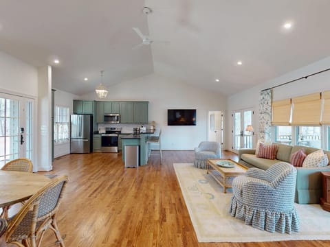 The Kitchen is stocked with the essentials and has a Keurig Coffee Maker.