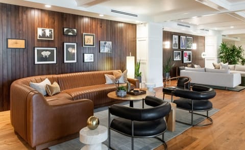 Settle into rich leather seating for a cozy evening chat.