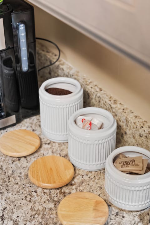 Complimentary coffee, creamer, and sugar provided for your morning brew.