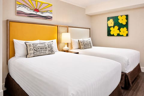 Stretch out comfortably with two beds and calming artwork.