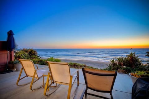 Oceanfront patio with unforgettable sunset views