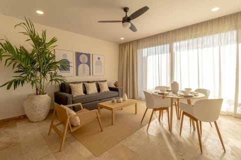 Unwind in sunlit comfort with lounge and dining together.