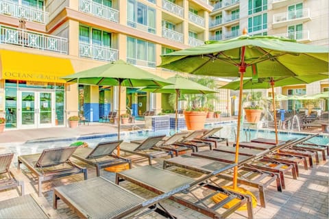 Settle into shaded loungers steps from the refreshing pool.