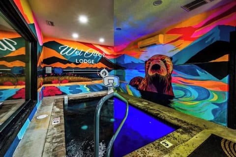 Heated indoor pool with fun basketball hoop feature