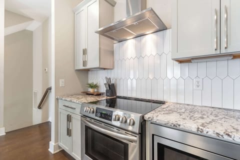 Modern kitchen with stainless steel appliances