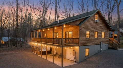 Stunning log home over 3,100 sq ft on 1+ wooded acres. 